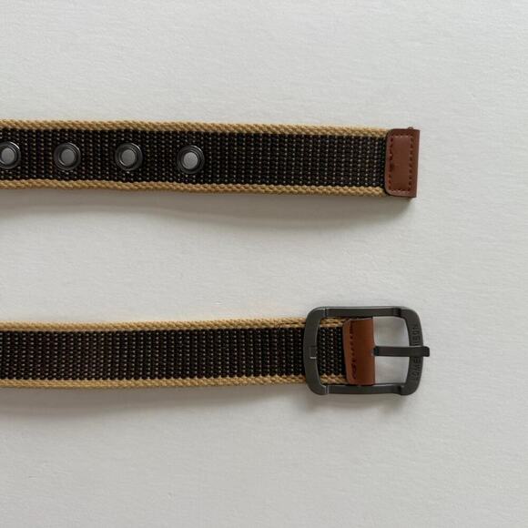 Vintage Brown Tan Canvas Belt Adjustable Fits 26-36 Unisex Streetwear Style - Picture 4 of 8